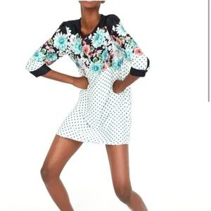 ZARA - WOMEN’S FLORAL PRINT RUFFLED MINI DRESS - SIZE XS